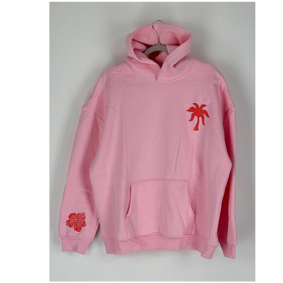Pink Palm Puff Everything Comes in Waves Hoodie Pullover Womens Size XL New - Picture 1 of 9